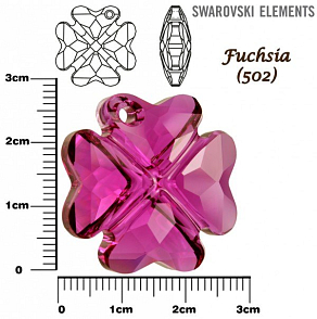 SWAROVSKI 6764 CLOVER Pendant barva FUCHSIA (502) velikost 28mm.