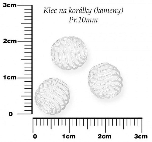 KLEC na korálky (kameny). Velikost 10mm. Barva PLATINA. Balení 8Ks.