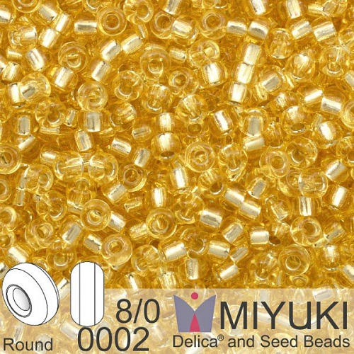 Korálky Miyuki Round 8/0. Barva 0002 S/L Lt Gold. Balení 5g