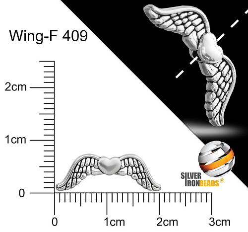 Přívěsek ANDĚLSKÉ KŘÍDLO . Ozn.-WING F409 v platinové barvě Velikost 20x7mm.