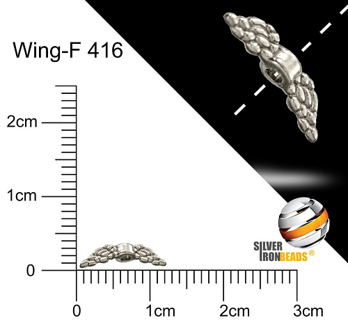 Přívěsek ANDĚLSKÉ KŘÍDLO . Ozn.-WING F416 ve stříbrné barvě Velikost 12x3mm.