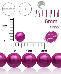 VOSKOVANÉ korále tvar kulatý. Velikost 6mm. Barva 17955 (metalická purpurová ) New COLOR. Balení 21ks na návleku.