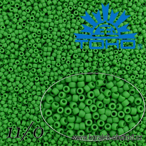 Korálky TOHO tvar ROUND (kulaté). Velikost 11/0. Barva č.47DF-Opaque-Frosted Shamrock . Balení 8g.