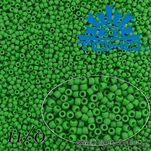 Korálky TOHO tvar ROUND (kulaté). Velikost 11/0. Barva č.47DF-Opaque-Frosted Shamrock . Balení 8g.