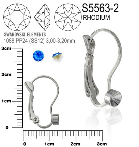 Náušnice na komponenty SWAROVSKI 1088 XIRIUS PP24 (SS12). Ozn.S5563-2. Barva rhodium.