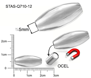 Magnetické zapínání CHIRURGICKÁ OCEL ozn.-STAS-Q710-12. velikost pr.10x20mm
