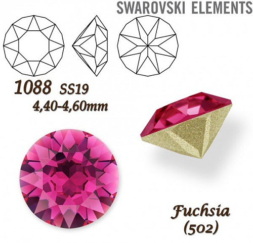 SWAROVSKI ELEMENTS 1088 XIRIUS Chaton SS19 (4,40-4,60mm) barva FUCHSIA (502). 