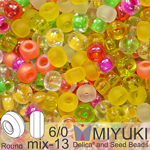 Korálky Miyuki MIX Round 6/0. Barva 13 Flamingo Road. Balení 5g