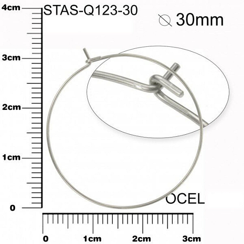 NÁUŠNICE drátěná KRUH CHIRURGICKÁ OCEL ozn.-STAS-Q123-30. velikost pr.30mm