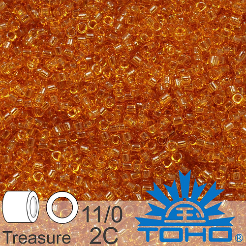 Korálky TOHO tvar TREASURE (válcové). Velikost 11/0. Barva č. 2C-Transparent Topaz . Balení 5g.