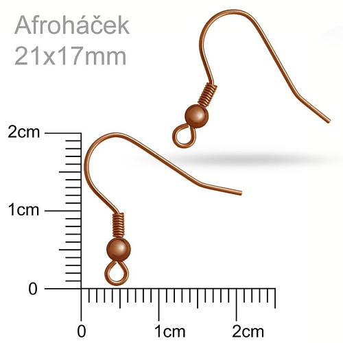 Afroháček s pružinkou a kuličkou . Barva staroměděnná. Velikost 21x17mm.