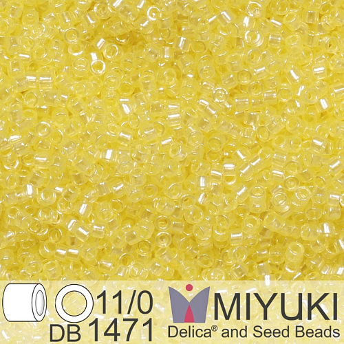 Korálky Miyuki Delica 11/0. Barva Transparent Pale Yellow Luster DB1471. Balení 5g.
