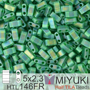 Korálky Miyuki Half Tila. Barva Matte Tr Green AB  HTL 146FR. Balení 3g.