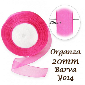 ORGANZA stuha šířka 20mm. Číslo Y014 barva RŮŽOVÁ TMAVÁ,