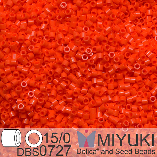 Korálky Miyuki Delica 15/0. Barva DBS 0727 Opaque Vermillion Red. Balení 2g.