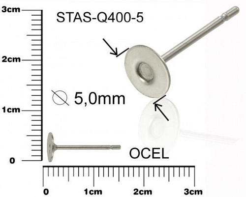 Puzeta s ploškou 5mm CHIRURGICKÁ OCEL ozn.-STAS-Q400 5