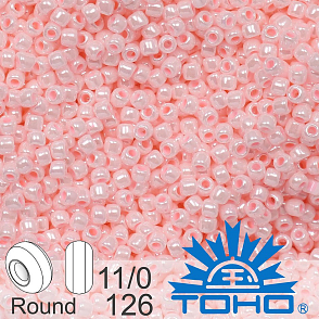 Korálky TOHO tvar ROUND (kulaté). Velikost 11/0. Barva č. 126-Opaque-Lustered Baby Pink . Balení 8g.