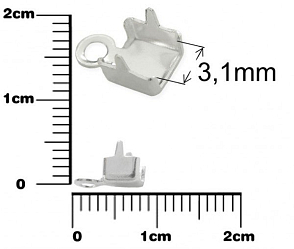 Koncovka plochá PEC288-4S. Barva stříbrná, Velikost otvoru  3,1x2,1mm. 