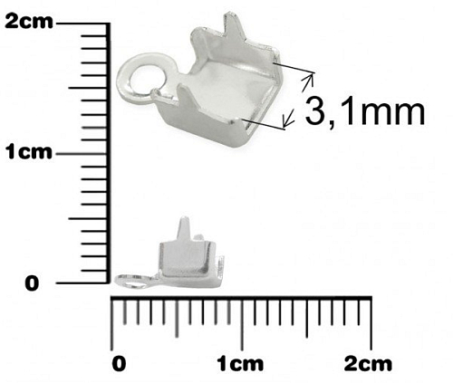 Koncovka plochá PEC288-4S. Barva stříbrná, Velikost otvoru  3,1x2,1mm. 