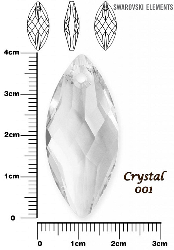 SWAROVSKI Navette Pendant barva CRYSTAL velikost 40x18mm.