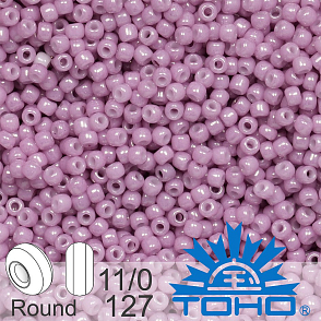 Korálky TOHO tvar ROUND (kulaté). Velikost 11/0. Barva 127 Opaque-Lustered Pale Mauve. Balení 8g.