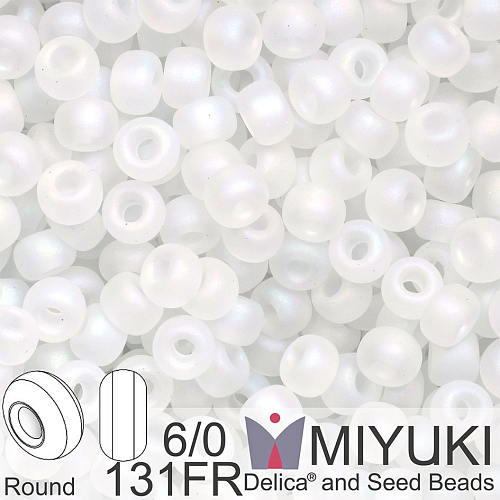 Korálky Miyuki Round 6/0. Barva 131FR Matte Crystal AB. Balení 5g