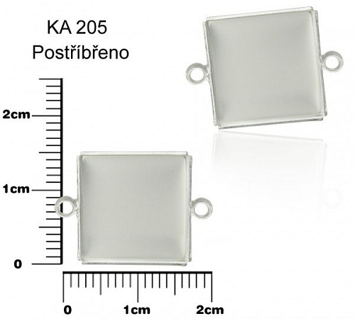 ČTVEREC 2očka. .ozn. KA 205. Velikost  vnitřní rozměr 14x14mm.Barva stříbrná.