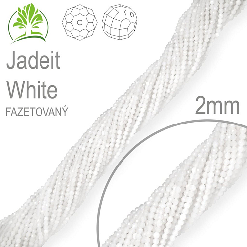 Korálky z minerálů Jadeit White Fazetovaný přírodní polodrahokam. Velikost pr.2mm. Balení 160Ks.