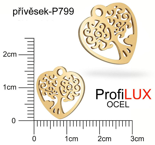 Přívěsek Chirurgická Ocel ozn-P799 Strom ŽIVOTA velikost 16x16mm. Barva POZLACENO. Řada přívěsků ProfiLUX