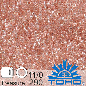 Korálky TOHO tvar TREASURE (válcové). Velikost 11/0. Barva č. 290-Trans-Lustered Rose . Balení 5g.