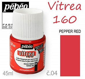 Barva na sklo VITREA 160- vypalovací č.04 ČERVENÁ paprika objem 45ml.