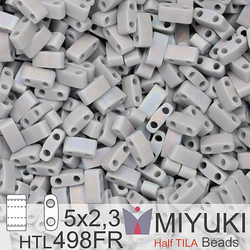 Korálky Miyuki Half Tila. Barva Matte Opaque Gray AB HTL 498FR. Balení 3g.