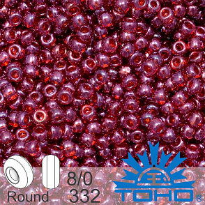 Korálky TOHO tvar ROUND (kulaté). Velikost 8/0. Barva 332 Gold-Lustered Raspberry. Balení 10g.