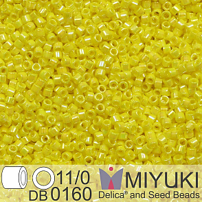 Korálky Miyuki Delica 11/0. Barva Op Yellow AB  DB0160. Balení 5g.