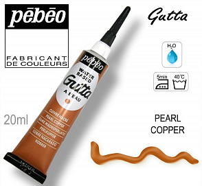 Kontura na HEDVÁBÍ vodou ředitelná gutta 20 ml PEARL COPPER (perleťová měděná).