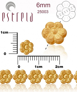 Korálky VOSKOVANÉ tvar KYTIČKA velikost 6mm. Barva 25003 (Zlatá). Balení 17Ks.