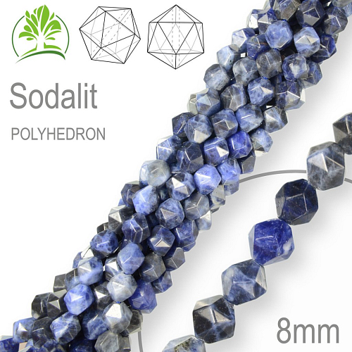 Korálky POLYHEDRON z minerálů  Sodalit přírodní polodrahokam. Velikost pr.8mm. Balení 10Ks.