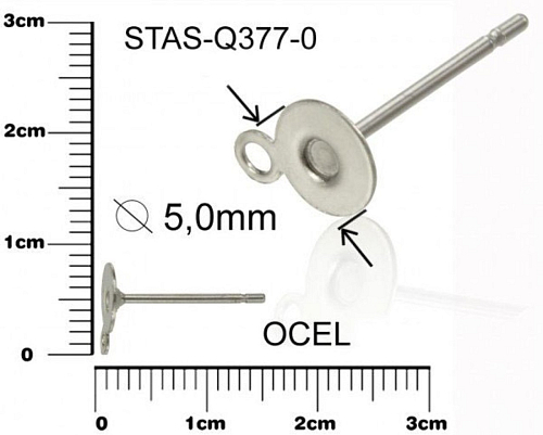 Puzeta s ploškou a očkem 5mm CHIRURGICKÁ OCEL ozn.-STAS-Q377 0