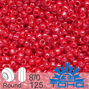 Korálky TOHO tvar ROUND (kulaté). Velikost 8/0. Barva č. 125-Opaque-Lustered Cherry . Balení 10g.