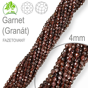 Korálky z minerálů Garnet (Granát) Fazetovaný polodrahokam. Velikost pr.4mm. Balení 80Ks.