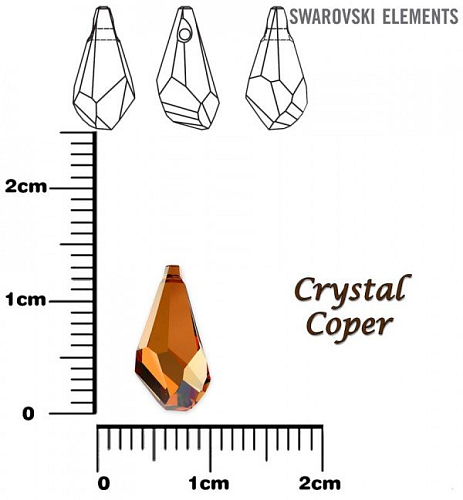 SWAROVSKI  POLYGON DROP barva CRYSTAL COPPER velikost 13mm.