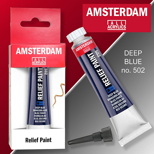 Reliéfní barvy Amsterdam Relief Paint 20 ml color DEEP BLUE no. 502