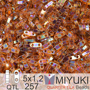 Korálky Miyuki QuarterTila. Barva Transparent Topaz AB QTL 257 Balení 3g