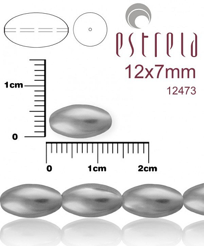 VOSKOVANÉ korále tvar ovál. Velikost 12x7mm. Barva 12473 (šedá). Balení 10ks na návleku. 