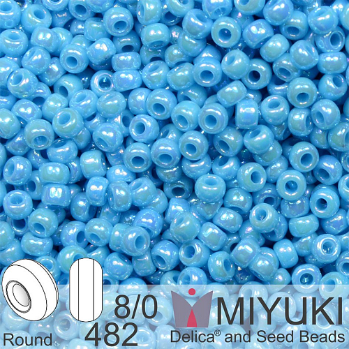 Korálky Miyuki Round 8/0. Barva 482 Opaque Turquoise Blue AB . Balení 5g