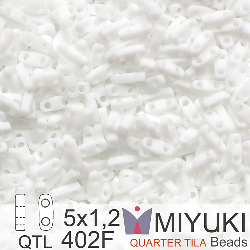 Korálky Miyuki QuarterTila. Barva Matte White QTL 402F Balení 3g