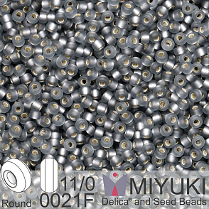 Korálky Miyuki Round 11/0. Barva 0021F Matte Silverlined Gray. Balení 5g.