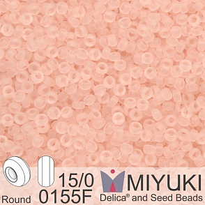 Korálky Miyuki Round 15/0. Barva 0155F Matte Tr Lt Tea Rose. Balení 5g