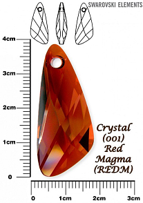 SWAROVSKI 6690 Wing Pendant barva CRYSTAL RED MAGMA velikost 39mm