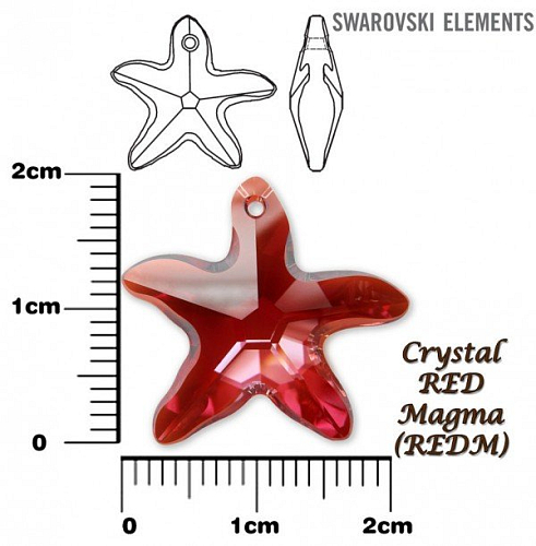 SWAROVSKI Starfish Pendant barva CRYSTAL RED MAGMA velikost 20mm